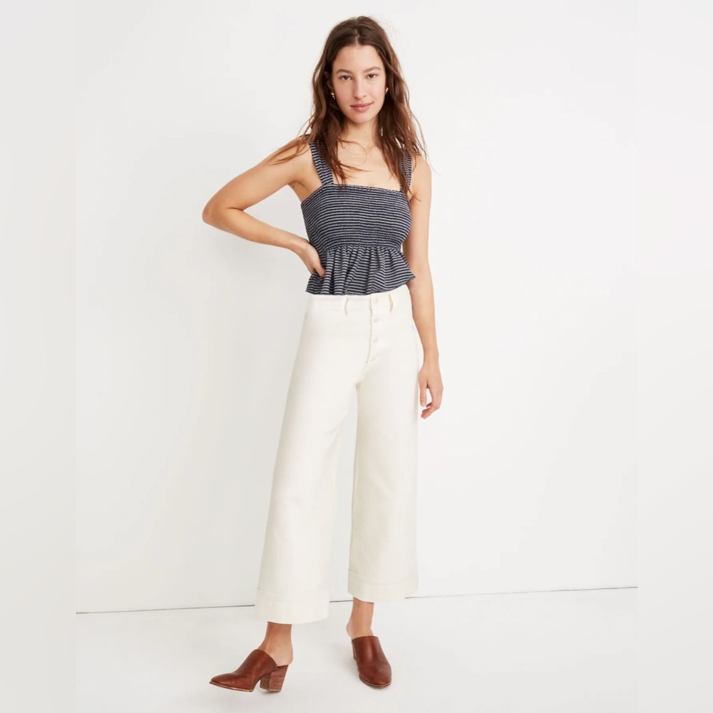 NWT Madewell Emmett Wide-Leg Crop Pants: Button-Front Edition